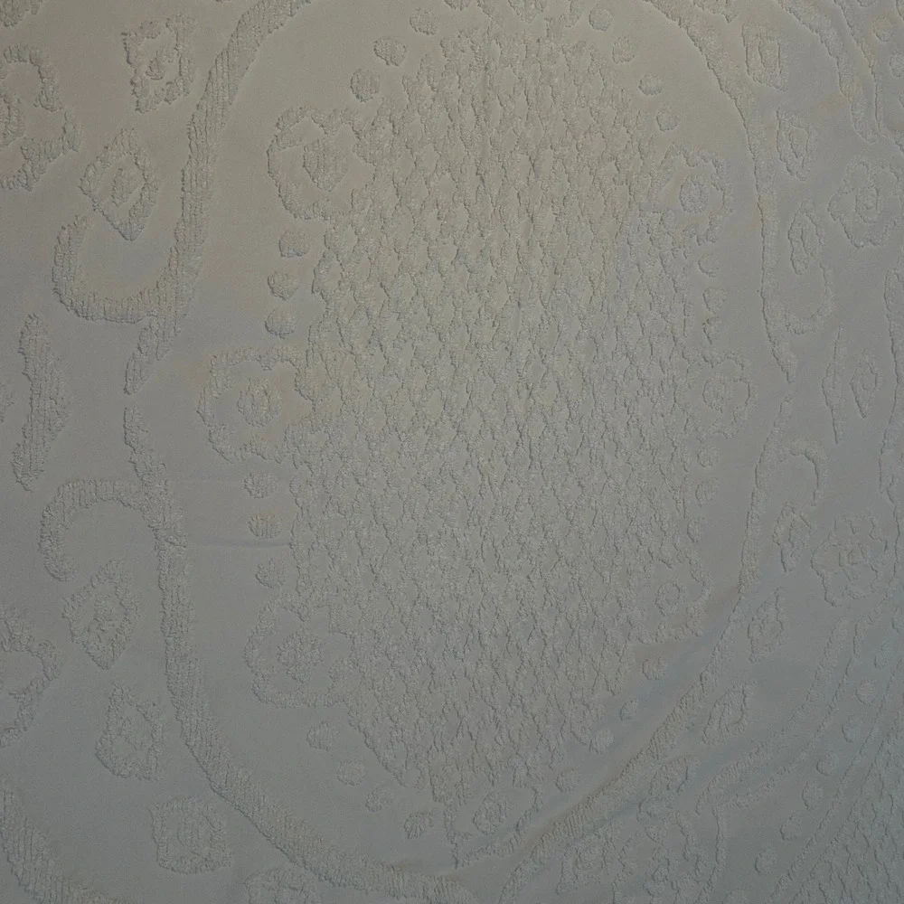 Vintage Chenille Bedspread White Tufted Floral Medallion Shabby Chic READ MCM